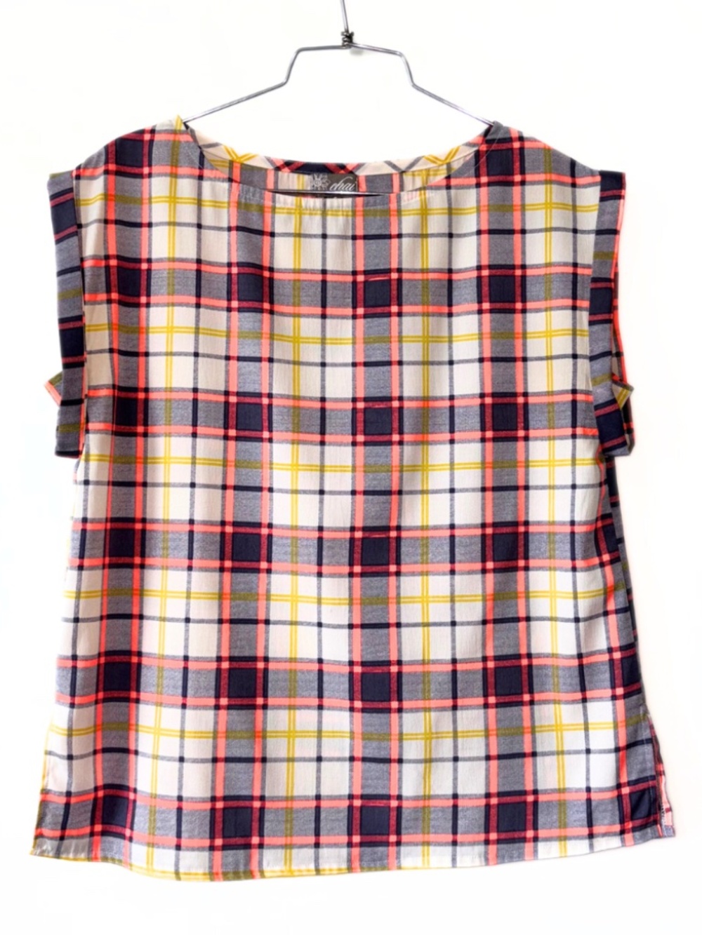Chai Fashions Plaid Sleeveless Top Size S